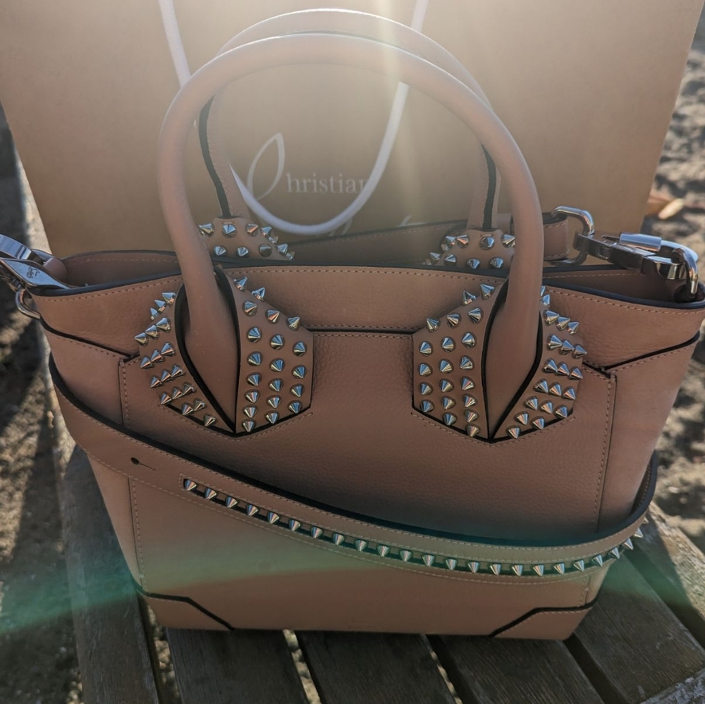Christian Louboutin Eloise Satchel Spiked Leather Suede